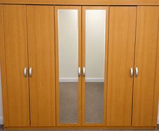 Large Solid Wooden Wardrobe with Mirrors & Storage
