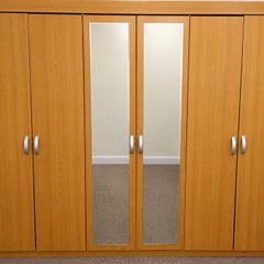 Large Solid Wooden Wardrobe with Mirrors & Storage
