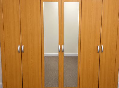 Large Solid Wooden Wardrobe with Mirrors & Storage