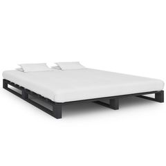 Pallet Bed Frame Grey Solid Pine Wood 140x200 cm