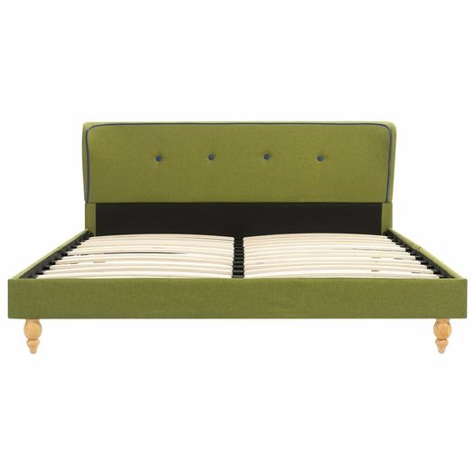 Bed Frame Green Fabric 135x190 cm