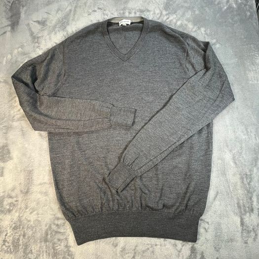 Peter Millar Sweater Mens L Grey V Neck Merino Wool Silk Blend Pullover - Golf
