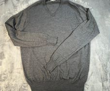 Peter Millar Sweater Mens L Grey V Neck Merino Wool Silk Blend Pullover - Golf