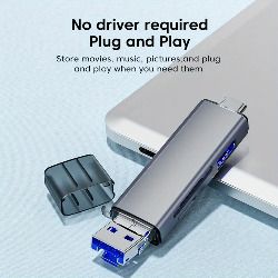 6-in-1 USB 3.0 Multi-Function Aluminum Alloy Card Reader - Supports TF/SD Cards and USB Drives for Smartphones, Dash Cams, Cameras, and Computers