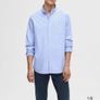 SELECTED HOMME Navy & White Superior Egyptian Cotton check shirt with button down collar Sz L - Rrp 75 (New) Image 3
