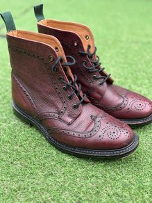Solovair Wingtip Brogue Boots - Oxblood Grain Leather - Made in England