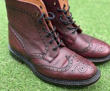 Solovair Wingtip Brogue Boots - Oxblood Grain Leather - Made in England