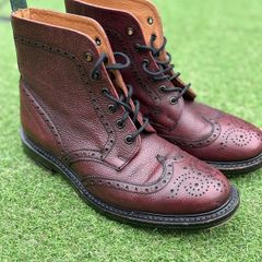 Solovair Wingtip Brogue Boots - Oxblood Grain Leather - Made in England