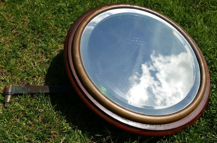 Victorian Wood and Brass Swivel Wall Mirror