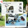 Pet Stroller for Small Miniature Dogs, Cats, Foldable Travel Carriage with Wheels Zipper Entry, Cup Holder, Storage Basket - Grey Image 6
