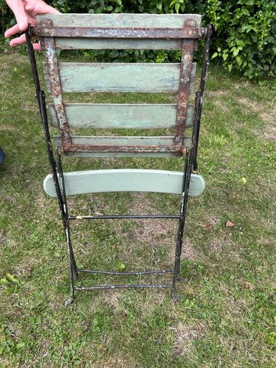 Pair of 1930s Vintage Green Folding Garden Chairs