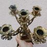 Vintage Candle Holder in Gold with Details / For 5 Candles / Antique Home Decor / Old Golden Candelabra Candle Stand Image 7