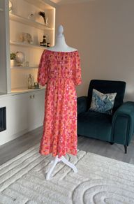 Ladies Pink & Orange Tie Dye Gypsy Midi Dress