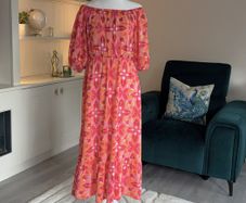 Ladies Pink & Orange Tie Dye Gypsy Midi Dress