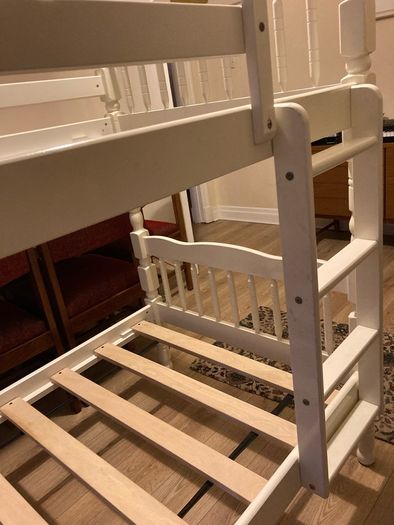 A beautiful White Bunk Bed. No Mattresses.