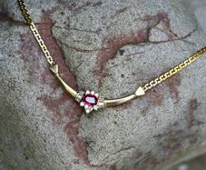 Vintage 1970s Ruby & Diamond Necklace - 18ct