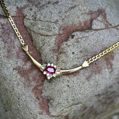 Vintage 1970s Ruby & Diamond Necklace - 18ct