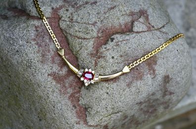 Vintage 1970s Ruby & Diamond Necklace - 18ct