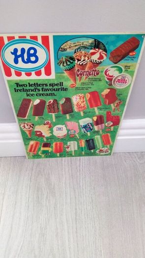 HB Ice Cream sign reproduction tin metal sign
