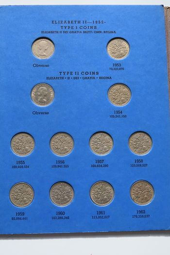 Great Britain Sixpence 1937 To 1967 [34 Coins Inc 10 x Silver Pre 47] Whitman Folder