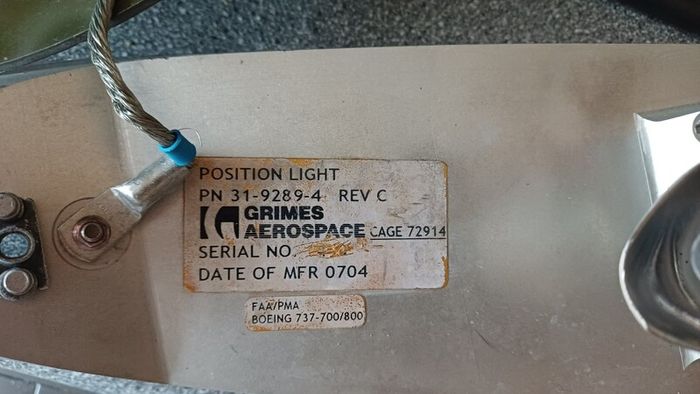 Authentic Boeing 737-800 Navigation / Position Light Mounted Display with Working Illumination