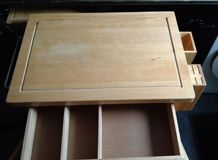 Solid Wood Butcher Block Kitchen Cabinet on casters
