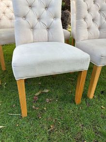 6 x Upholstered Button-Back Dining Chairs  Oak
