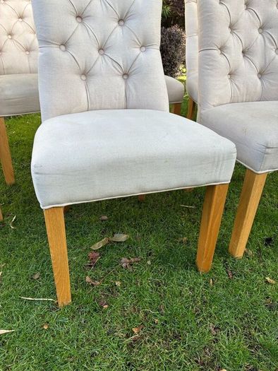 6 x Upholstered Button-Back Dining Chairs  Oak