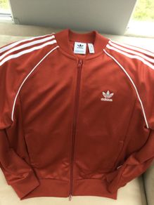 Adidas mens zip up medium burned orange m