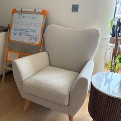 Next Tweedy Plain Light Natural Wilson Highback Armchair
