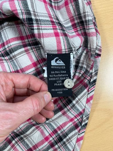 Quicksilver Button Up Short Sleeve Shirt Pink Plaid Sz Small - Pearl Button