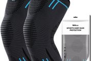 Compression Knee Support Sleeves Pair (2pcs) | Elastic &amp; Breathable | Black-Blue | Size L | New