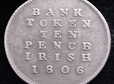 #984 - Ireland - 1806 - 10 Pence - Silver - Bank Token
