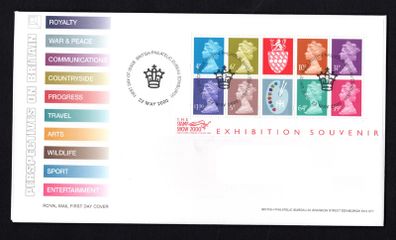 2000 Great Britain The Stamp Show 2000 Exhibition Souvenir Miniature Sheet First Day Cover (FDC) with Philatelic Bureau Cancel
