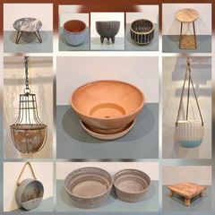 Large Bundle of 22 Plant Pots, Planters, Stands & Hanging Planters