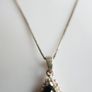 Vintage Sterling Silver 925 Genuine Black Jade and Zircon Necklace Pendant, length 18" - 4,5g Image 3