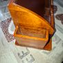 Wooden Desk Organizer features a Leather-Lined Compartment and Side Sections for Pens Image 3