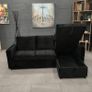 Black Corner Sofa Bed with Storage & Pull-Out Base Image 3