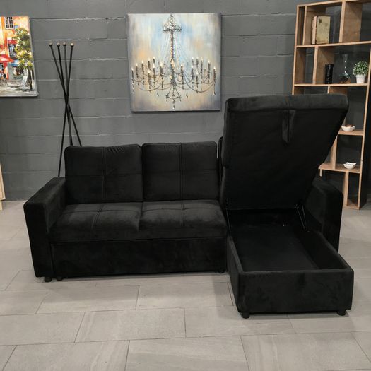 Black velvet sofa with Storage Free delivery