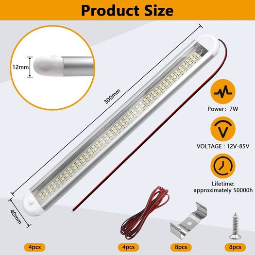 GAMPRO 12V LED Interior Light Kit - 80-LED White Ceiling Lights For Vans, Trucks, RVs, Trailers, Boats, 12W, Easy Install
