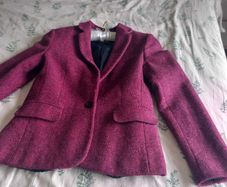 Hobbs Women's Blazer Fuchia Pink Tweed
