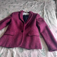 Hobbs Women's Blazer Fuchia Pink Tweed