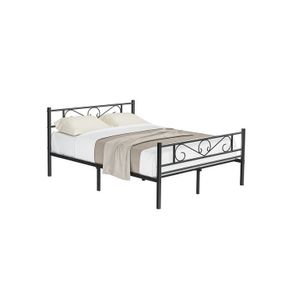 double bed frame, bed frame, metal bed frame, suitable for 140 x 190 cm mattress, guest bed, for adults, children, easy installation, for small rooms, black