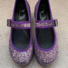 Rainbows & Fairies purple glitter Mary Jane flat shoes
