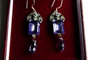Vintage Sterling Silver 925 Dainty Violet Crystal and Silver Earrings 8,8g