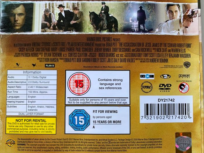 The Assassination Of Jesse James By The Coward Robert Ford [2007] Brad Pitt [Movie 2DVD Digibook]