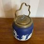 Antique Adams Cobalt Jasperware biscuit barrel. Image 3