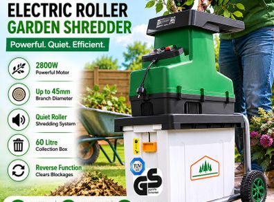 Quiet Shredder 3100 W Max. 45 mm Branch Thickness Electric 60 L Collection