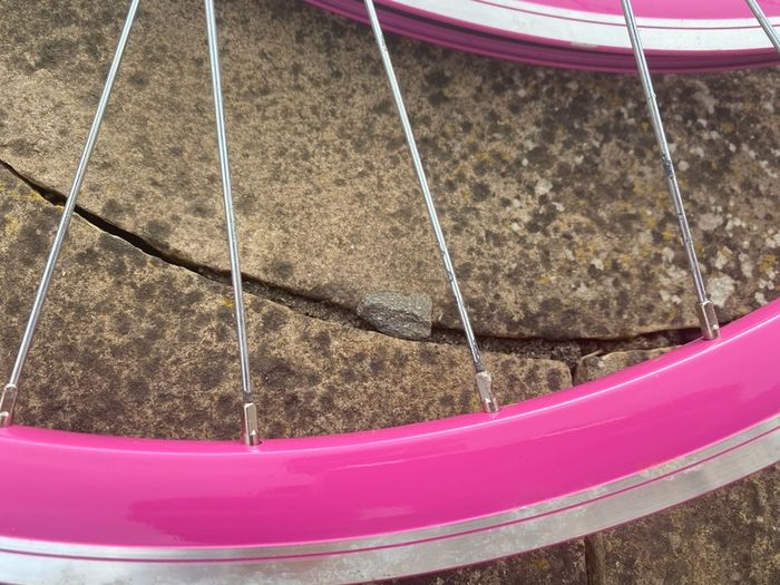 Pink Bicycle Wheelset - Fixie/Singlespeed/FixedGear/Track Bike (FlipFlop Rear Hub) Sealed Bearings - Massive Discount Sale due to Cosmetic Flaws - Pink Rims with Silver Spokes and Hubs