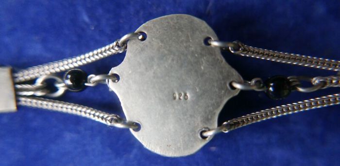 Vintage Sterling Silver 925 Onyx Bracelet Length 7.5" - 13,8g
